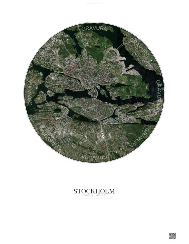 Affiche Stockholm – Poster vue satellite 6km Couleur | Gravura – Fond clair