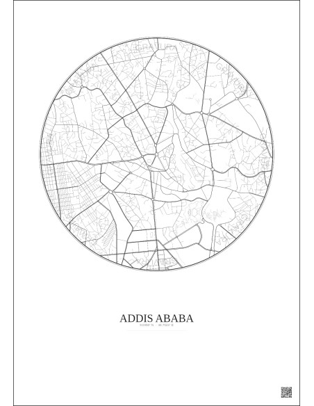Addis Ababa City Map Poster 2.5km | Gravura – Light background
