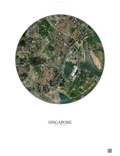 Affiche Singapore – Poster vue satellite 2.5km Couleur | Gravura – Fond clair
