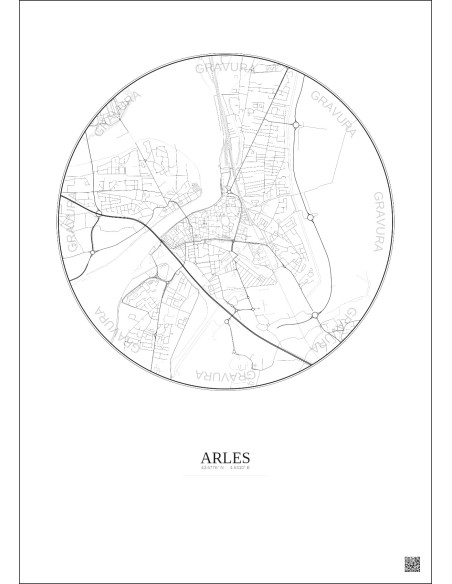 Arles City Map Poster 2.5km | Gravura – Light background