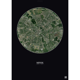 Minsk Satellite View Poster 6km Color | Gravura – Dark background