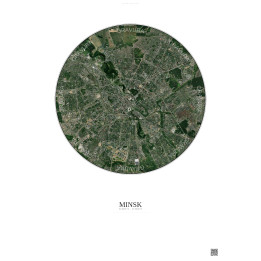 Minsk Satellite View Poster 6km Color | Gravura – Light background