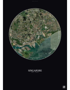 Singapore Satellite View Poster 6km Color | Gravura – Dark background