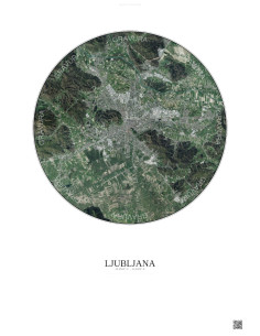 Affiche Ljubljana – Poster vue satellite 10km Couleur | Gravura – Fond clair