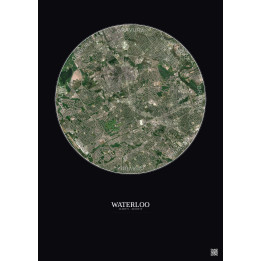 Waterloo Satellite View Poster 5km Color | Gravura – Dark background
