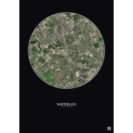 Waterloo Satellite View Poster 2.5km Color | Gravura – Dark background