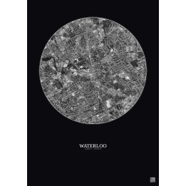 Waterloo Satellite View Poster 2.5km B&W | Gravura – Dark background