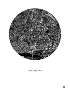 Bratislava Satellite View Poster 2.5km B&W | Gravura – Light background