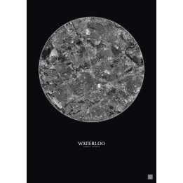 Waterloo Satellite View Poster 5km B&W | Gravura – Dark background