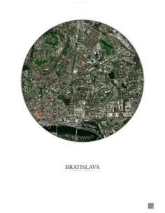 Affiche Bratislava – Poster vue satellite 2.5km Couleur | Gravura – Fond clair