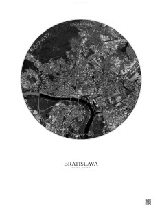 Affiche Bratislava – Poster vue satellite 6km N&B | Gravura – Fond clair