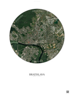 Bratislava Satellite View Poster 6km Color | Gravura – Light background