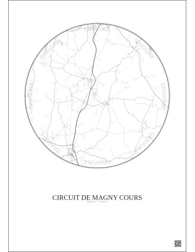 Circuit De Magny Cours City Map Poster 10km | Gravura – Light background