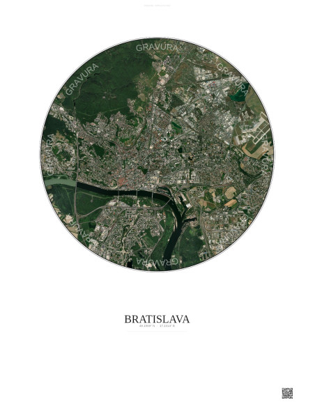 Affiche Bratislava – Poster vue satellite 6km Couleur | Gravura – Fond clair
