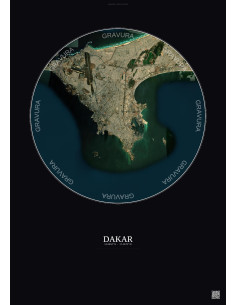 Dakar Satellite View Poster 10km Color | Gravura – Dark background