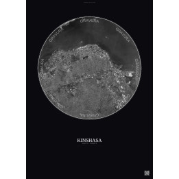 Kinshasa Satellite View Poster 6km B&W | Gravura – Dark background
