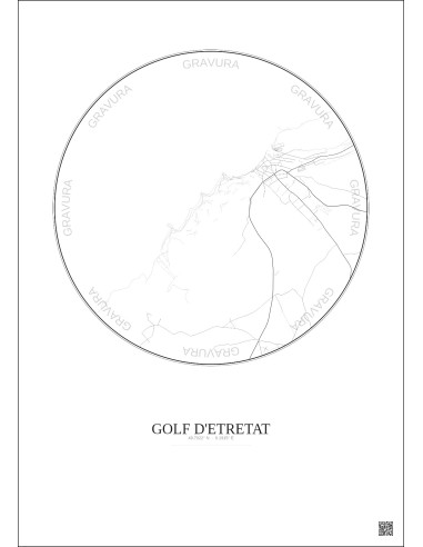 Golf D Etretat City Map Poster 2.5km | Gravura – Light background