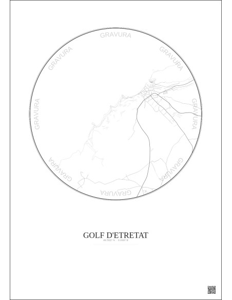 Golf D Etretat City Map Poster 2.5km | Gravura – Light background