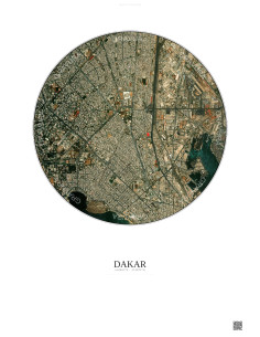 Dakar Satellite View Poster 2.5km Color | Gravura – Light background