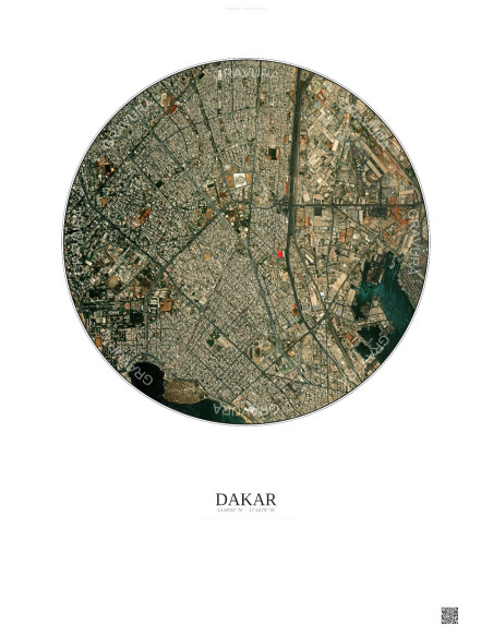 Dakar Satellite View Poster 2.5km Color | Gravura – Light background
