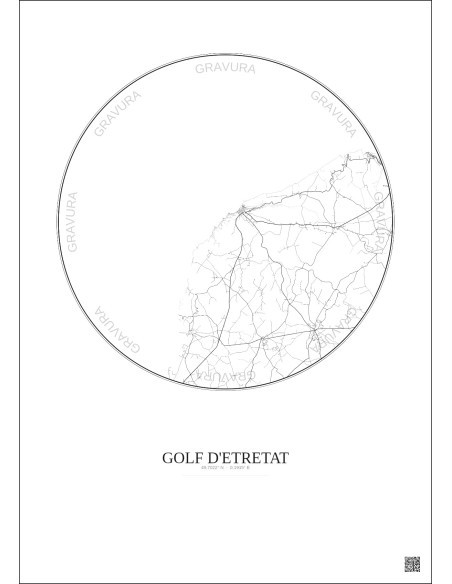 Golf D Etretat City Map Poster 10km | Gravura – Light background