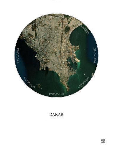 Affiche Dakar – Poster vue satellite 6km Couleur | Gravura – Fond clair