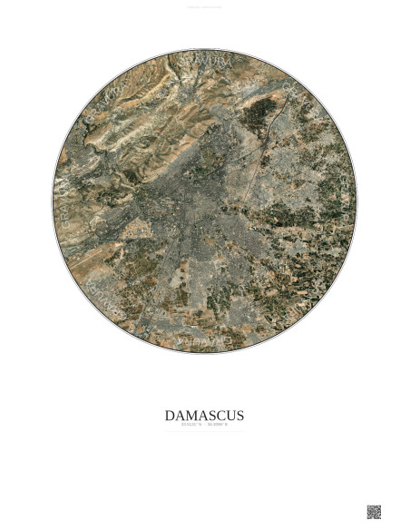 Damascus Satellite View Poster 10km Color | Gravura – Light background