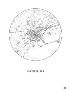 Montpellier City Map Poster 20km | Gravura – Light background 2