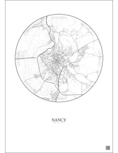 Nancy City Map Poster 10km | Gravura – Light background 2
