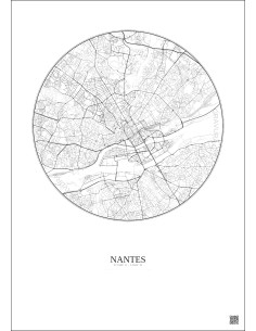 Nantes City Map Poster 5km | Gravura – Light background 2