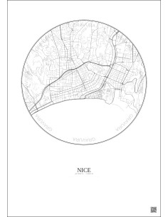 Nice City Map Poster 2.5km | Gravura – Light background 2