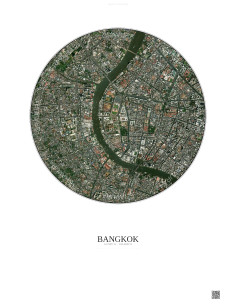 Affiche Bangkok – Poster vue satellite 2.5km Couleur | Gravura – Fond clair