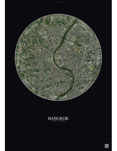 Bangkok Satellite View Poster 6km Color | Gravura – Dark background