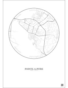 Pointe A Pitre City Map Poster 2.5km | Gravura – Light background 2