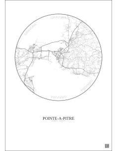 Pointe A Pitre City Map Poster 10km | Gravura – Light background 2
