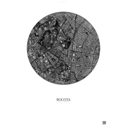 Affiche Bogota – Poster vue satellite 2.5km N&B | Gravura – Fond clair