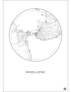 Pointe A Pitre City Map Poster 20km | Gravura – Light background 2