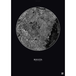 Bogota Satellite View Poster 6km B&W | Gravura – Dark background