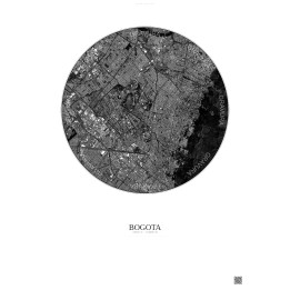 Bogota Satellite View Poster 6km B&W | Gravura – Light background