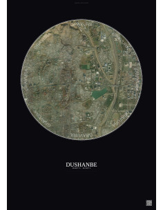 Dushanbe Satellite View Poster 2.5km Color | Gravura – Dark background