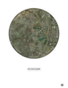 Dushanbe Satellite View Poster 2.5km Color | Gravura – Light background