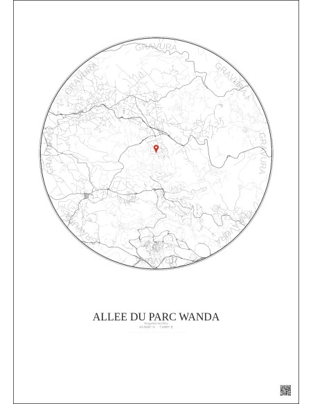 Roquefort Les Pins City Map Poster 5km | Gravura – Light background