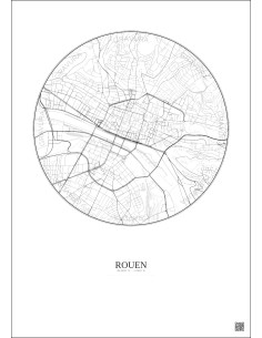 Rouen City Map Poster 2.5km | Gravura – Light background 2