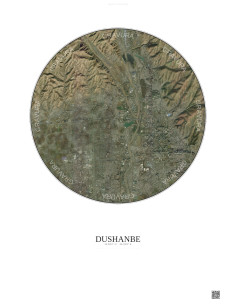 Affiche Dushanbe – Poster vue satellite 6km Couleur | Gravura – Fond clair