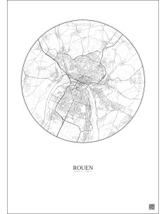 Rouen City Map Poster 10km | Gravura – Light background 2