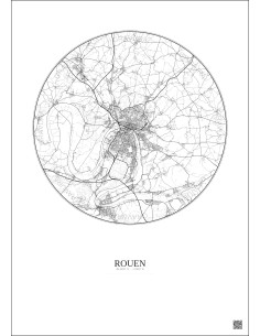 Rouen City Map Poster 20km | Gravura – Light background 2