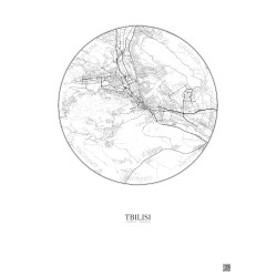 Affiche Tbilisi – Poster carte de ville 10km | Gravura – Fond clair