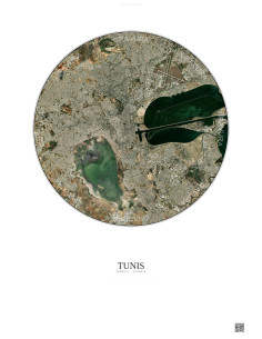 Affiche Tunis – Poster vue satellite 10km Couleur | Gravura – Fond clair