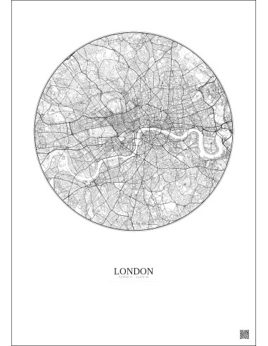 Affiche London – Poster carte de ville 10km | Gravura – Fond clair