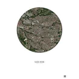 San Jose Satellite View Poster 6km Color | Gravura – Light background